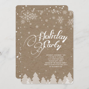 Winter Wonderland Snowflakes Holiday Party Invite Kaart