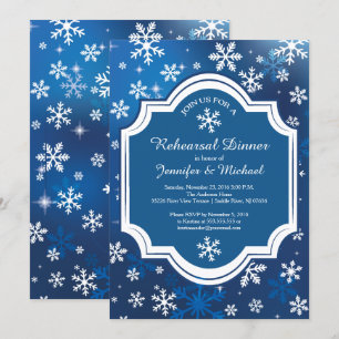Winter Wonderland Snowflakes Rehearsal Dinner Kaart