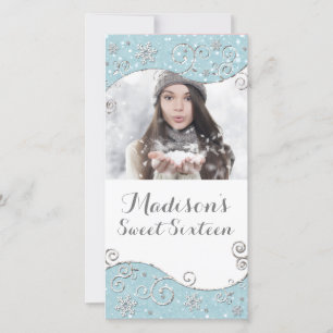 Winter Wonderland Snowflakes Silver Swirl Foto Save The Date