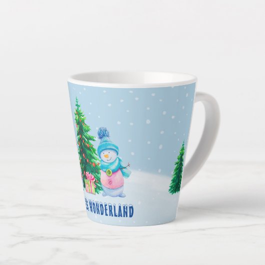 Winter Wonderland Snowman Couple Latte Mok (Rechterhoek)