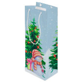 Winter Wonderland Snowmen Sac cadeau vin (Dos Angle)