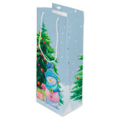Winter Wonderland Snowmen Sac cadeau vin (Devant Angle)