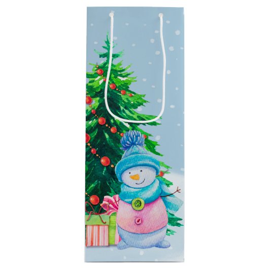 Winter Wonderland Snowmen Sac cadeau vin (Devant)