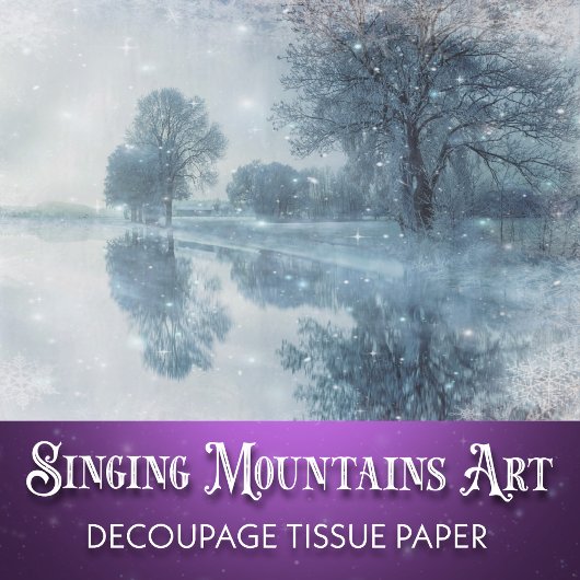 Winter Wonderland Snowy Forest and Pond Decoupage Tissuepapier