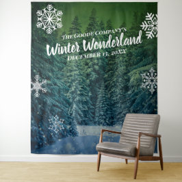 Winter Wonderland Snowy Trees | Feestachtergrond Wandkleed