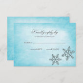 Winter Wonderland Sparkt Snowflakes Turquoise RSVP (Devant / Derrière)