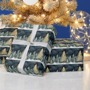 Winter Wonderland sprankelende kerstbomen Cadeaupapier