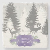 Winter Wonderland Stone Onderzetter - Paars (Voorkant)