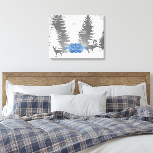 Winter Wonderland Stretched Canvas Print - blauw (Insitu (Slaapkamer))