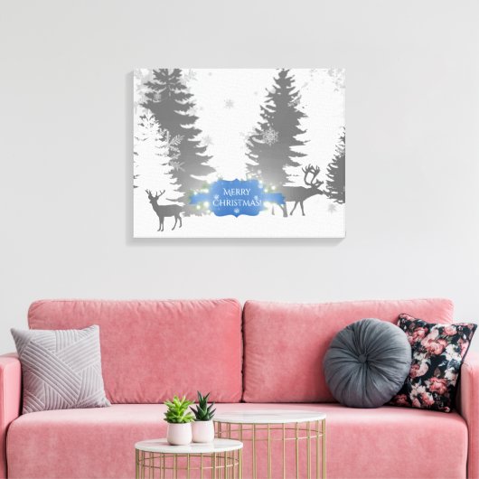 Winter Wonderland Stretched Canvas Print - blauw (Insitu (Woonkamer))