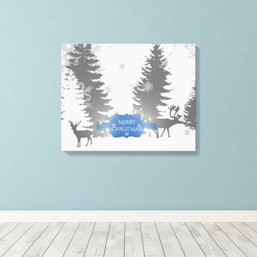 Winter Wonderland Stretched Canvas Print - blauw (Insitu (Houten vloer))