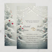 Winter Wonderland, String Lights Ballen Bruiloft Kaart (Voorkant / Achterkant)