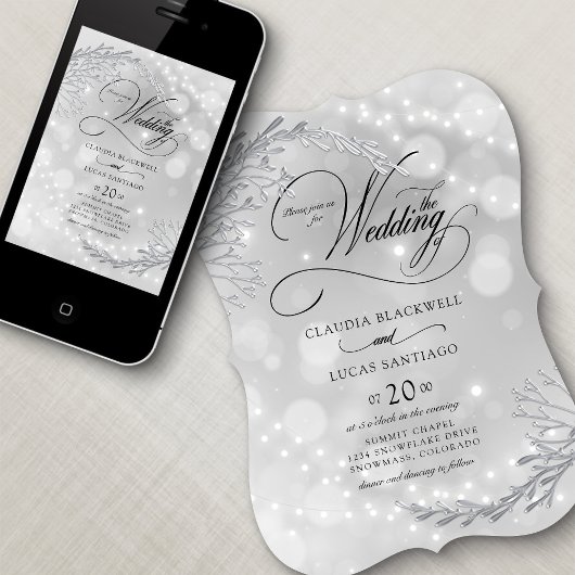 Winter Wonderland String Lights Bruiloft Kaart