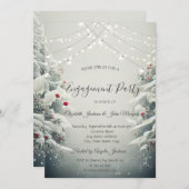 Winter Wonderland, String Lights Sneeuw Verloving Kaart (Voorkant / Achterkant)
