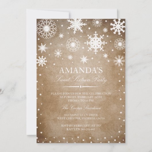 Winter Wonderland Sweet 16 Invitation (Devant)