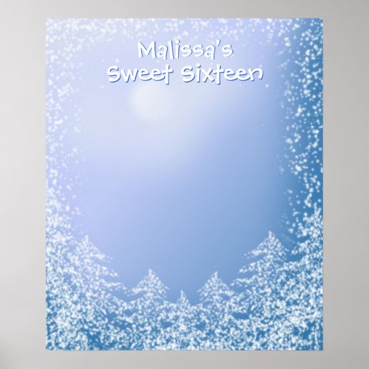 Winter Wonderland Sweet Sixteen Sign in Board Poster (Voorkant)