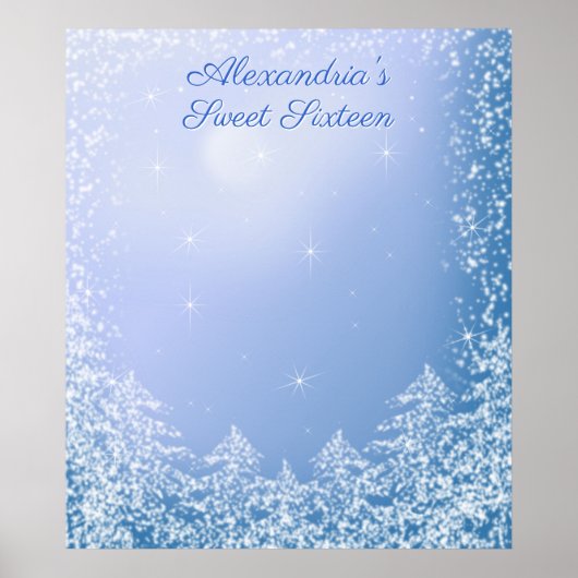 Winter Wonderland Sweet Sixteen Sign in Board Poster (Voorkant)