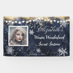 Winter Wonderland Sweet Sixteen Snowflakes Blue Spandoek