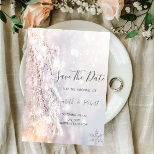 Winter Wonderland takken groen sparen de datum Save The Date