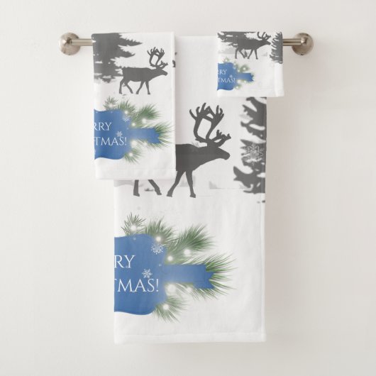 Winter Wonderland Towel Set - Blauw Bad Handdoek (Insitu)