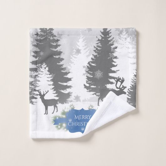 Winter Wonderland Towel Set - Blauw Bad Handdoek (Wasdoekje)