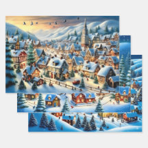 Winter Wonderland Towns Kerst inpakpapier