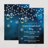 Winter wonderland uitnodiging nacht blauwe maan (Voorkant / Achterkant)