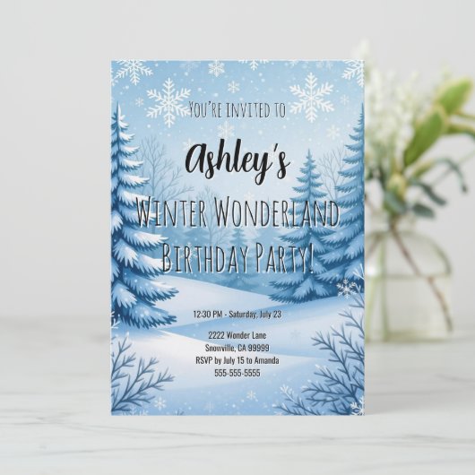 Winter Wonderland verjaardagsfeestje Kaart (Staand voorkant)