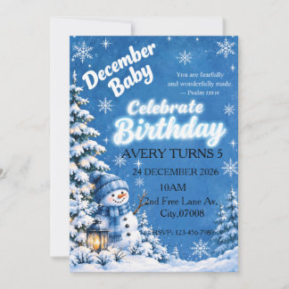 Winter Wonderland Verjaardagsuitnodiging | Besneeu Kaart