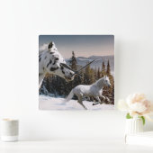 Winter Wonderland Vierkante Klok (Huis)