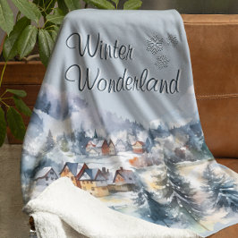 Winter Wonderland waterverf Custom Fleece Deken