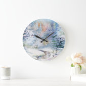 Winter Wonderland: Waterverf Landschap Grote Klok (Huis)