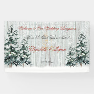 Winter Wonderland Wedding BirchTrees Snow Spandoek