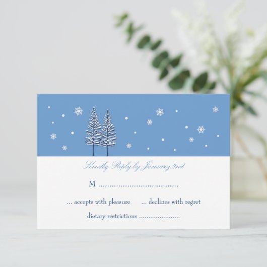 Winter Wonderland Wedding Carte RSVP (Debout devant)