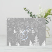 Winter Wonderland Wedding, Elegant Uitnodiging (Staand voorkant)