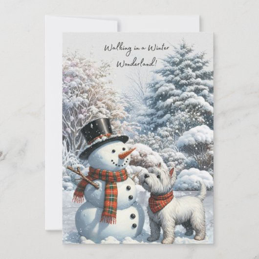 Winter Wonderland Westie Kerst Kaart (Voorkant)