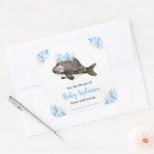 Winter Wonderland Whale Baby Shower Bookplate Vierkante Sticker (Envelop)