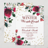 Winter Wonderland White Flowers invitation (Devant / Derrière)