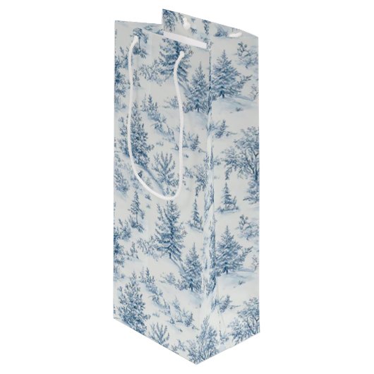 winter wonderland wijn cadeautas (Voorkant Gekanteld)