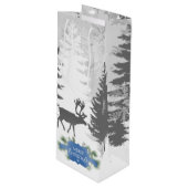 Winter Wonderland Wine Gift Bag - Blue Wijn Cadeautas (Voorkant Gekanteld)