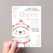 Winter Wonderland Wit Beer Acryl Verjaardag Acryl Uitnodigingen (Insitu (Draagbaar))