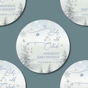 Winter Wonderland zijn koude buiten Boy Baby showe Ronde Sticker