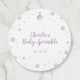 Winter Wonderland Zilver Paarse Meisje Baby Strooi Bedankjes Labels