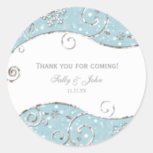 Winter Wonderland Zilveren Krullen Blauwe Sticker 