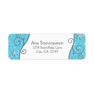 Winter Wonderland Zilveren Krullen Helder Blauw Etiket