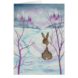 Winter Wonders Rabbit Angel Art van BiHrLe Card