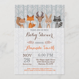 Winter Woodland Animal Baby shower Invitation Kaart