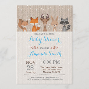 Winter Woodland Animal Boy Baby shower Uitnodiging