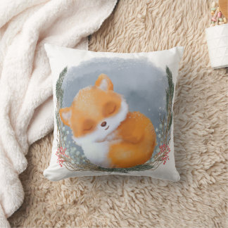 Winter Woodland Animal Sleeping Baby Fox Kussen
