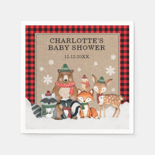 Winter Woodland Animals Baby shower 1e verjaardag Servet
